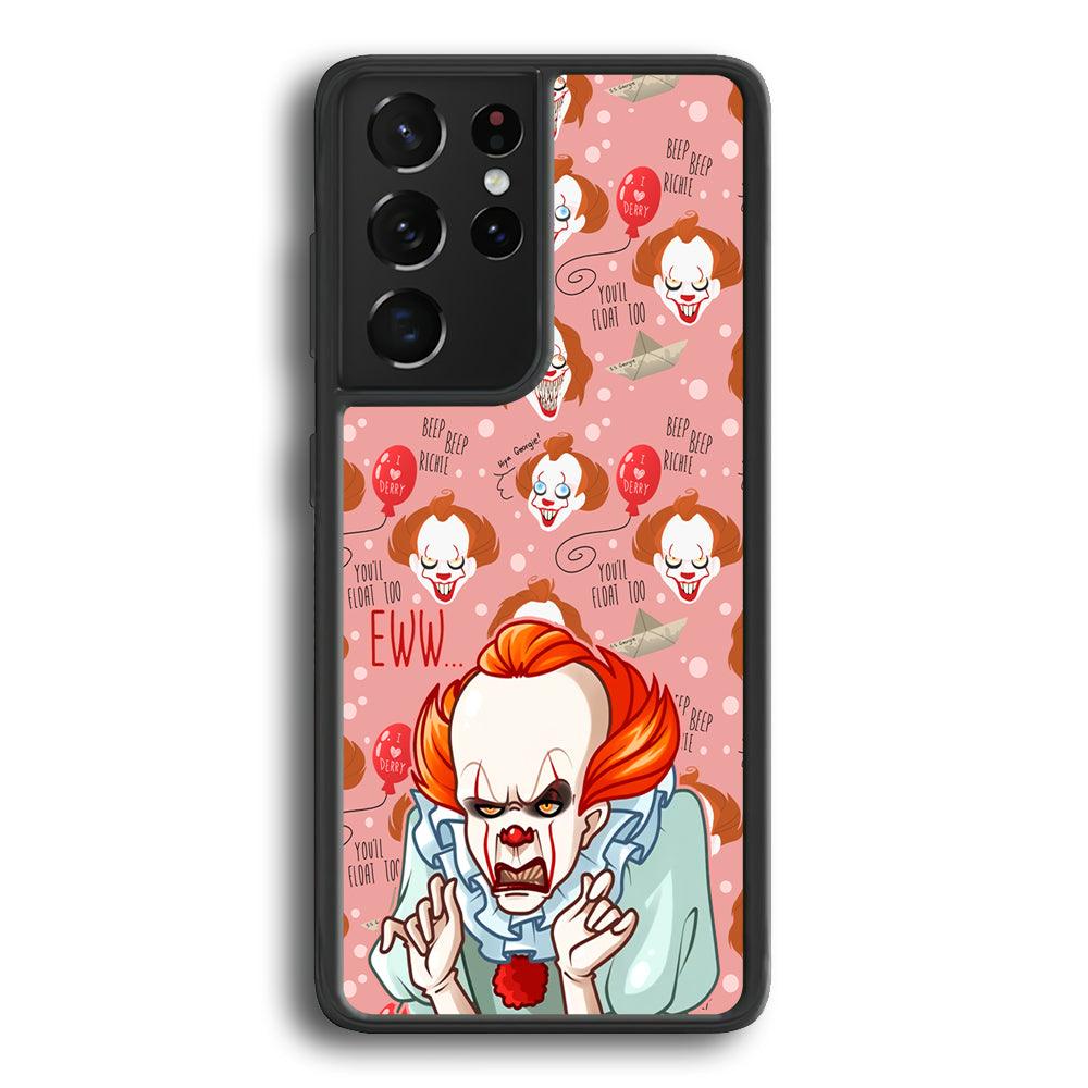 IT Pennywise Eww Pink Patern Samsung Galaxy S24 Ultra Case-Rubber Black (2D Case)-Oxvistore