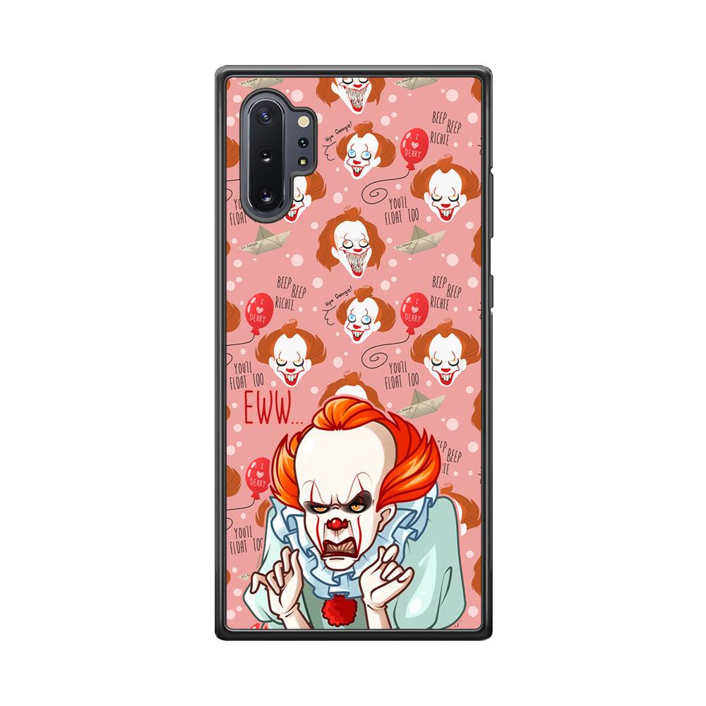 IT Pennywise Eww Pink Patern Samsung Galaxy Note 10 Plus Case-Rubber Black (2D Case)-Oxvistore