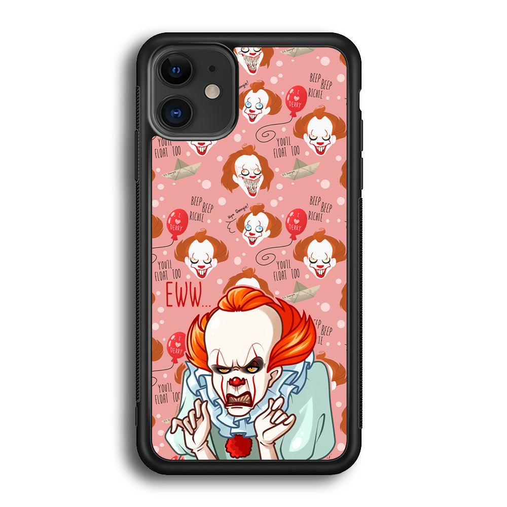 IT Pennywise Eww Pink Patern iPhone 11 Case-Rubber Black (2D Case)-Oxvistore