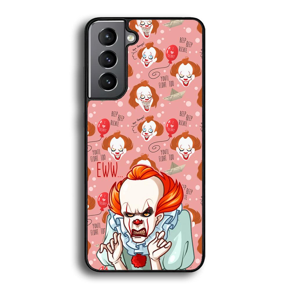 IT Pennywise Eww Pink Patern Samsung Galaxy S21 Plus Case-Rubber Black (2D Case)-Oxvistore