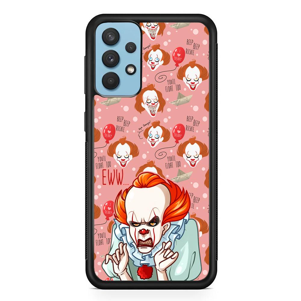 IT Pennywise Eww Pink Patern Samsung Galaxy A32 Case-Rubber Black (2D Case)-Oxvistore
