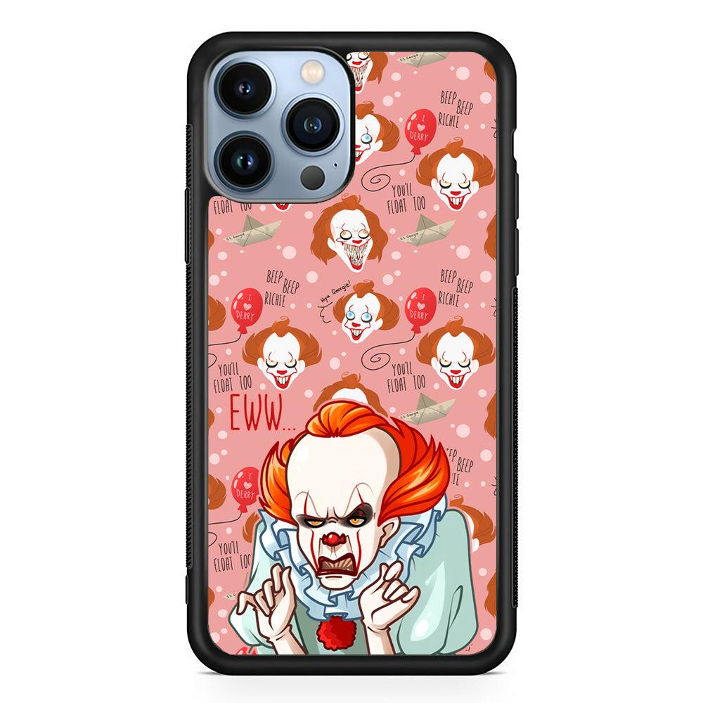 IT Pennywise Eww Pink Patern iPhone 13 Pro Max Case-Rubber Black (2D Case)-Oxvistore
