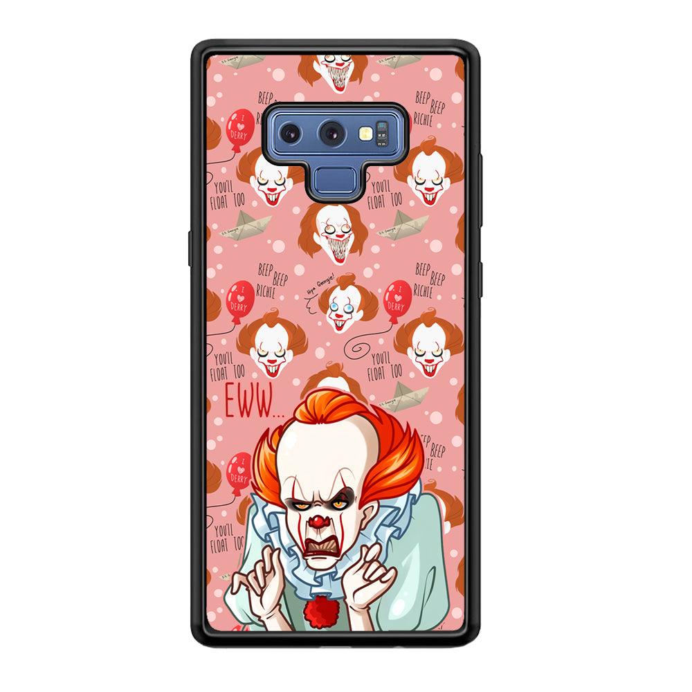 IT Pennywise Eww Pink Patern Samsung Galaxy Note 9 Case-Rubber Black (2D Case)-Oxvistore