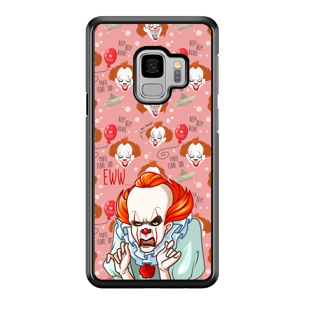 IT Pennywise Eww Pink Patern Samsung Galaxy S9 Case-Rubber Black (2D Case)-Oxvistore