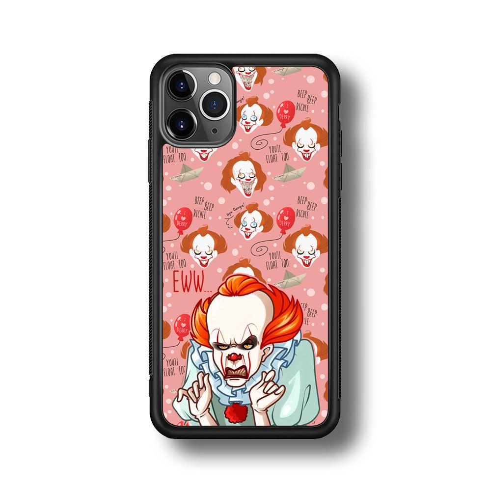 IT Pennywise Eww Pink Patern iPhone 11 Pro Max Case-Rubber Black (2D Case)-Oxvistore