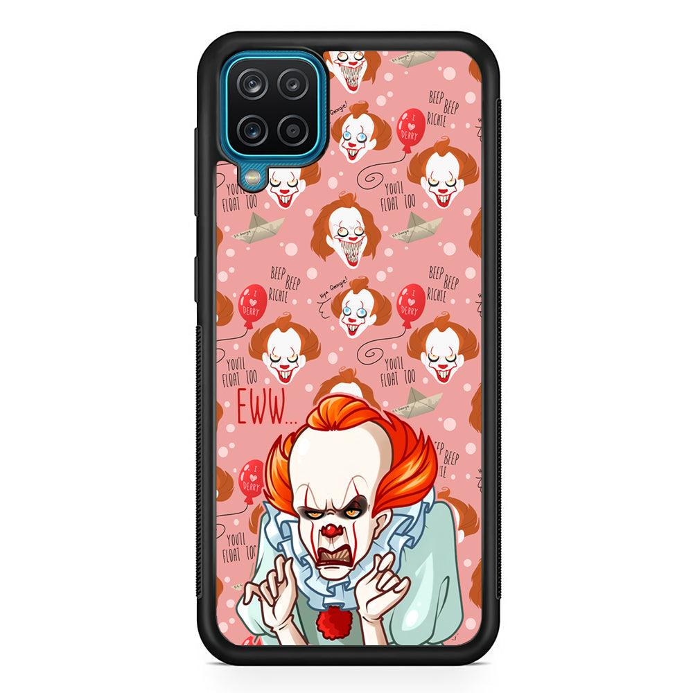IT Pennywise Eww Pink Patern Samsung Galaxy A12 Case-Rubber Black (2D Case)-Oxvistore