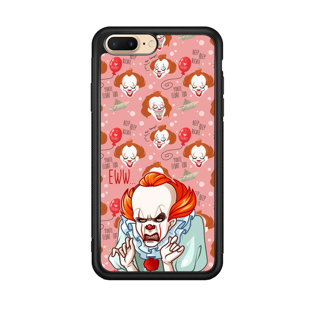 IT Pennywise Eww Pink Patern iPhone 8 Plus Case-Rubber Black (2D Case)-Oxvistore