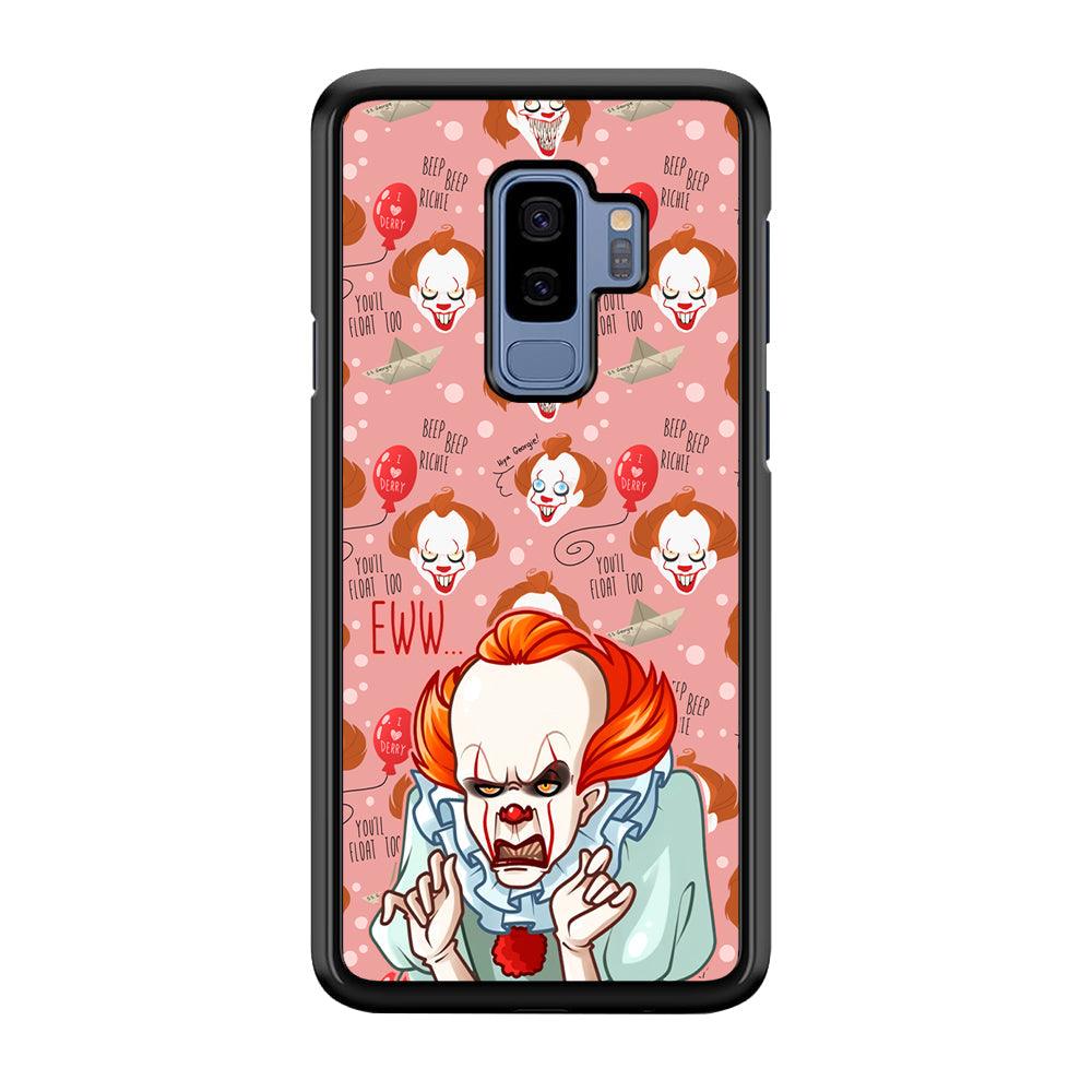 IT Pennywise Eww Pink Patern Samsung Galaxy S9 Plus Case-Rubber Black (2D Case)-Oxvistore