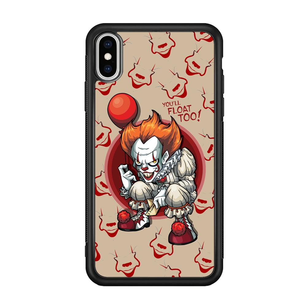 IT Pennywise Smile Patern Background iPhone XS Case-Rubber Black (2D Case)-Oxvistore