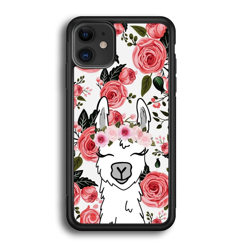 Ilama Flower Angel iPhone 12 Case-Rubber White (2D Case)-Oxvistore