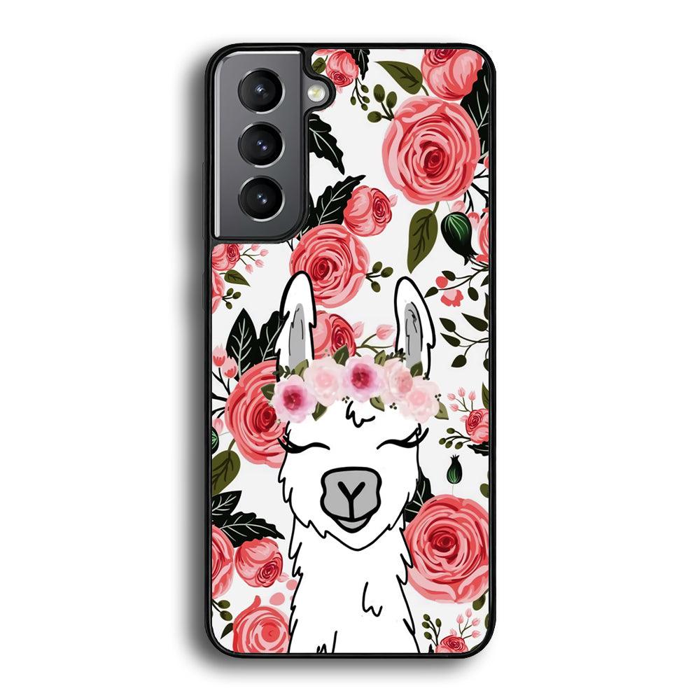 Ilama Flower Angel Samsung Galaxy S21 Case-Rubber Black (2D Case)-Oxvistore