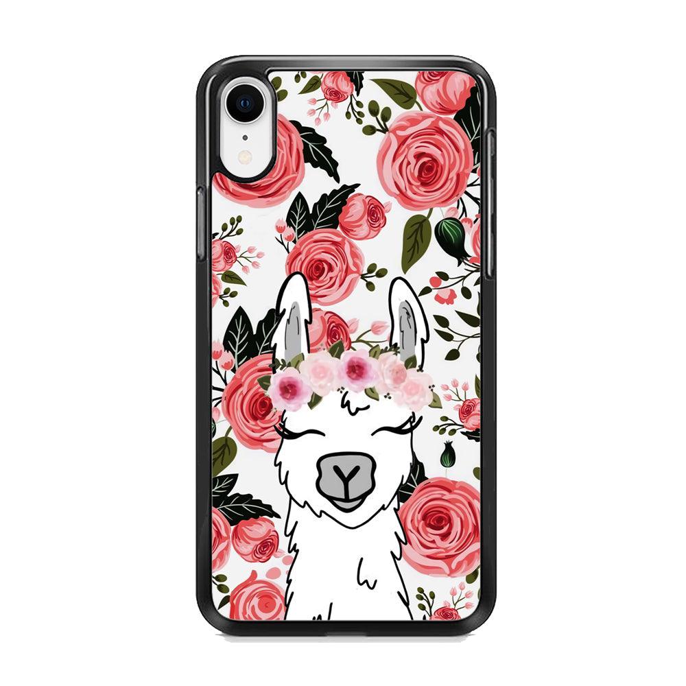 Ilama Flower Angel iPhone XR Case-Tempered Glass Case-Oxvistore