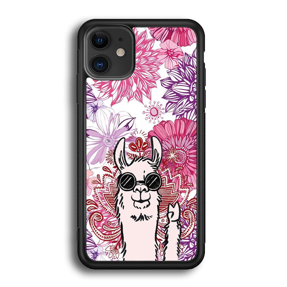 Ilama Message of Peace iPhone 11 Case-Rubber Black (2D Case)-Oxvistore