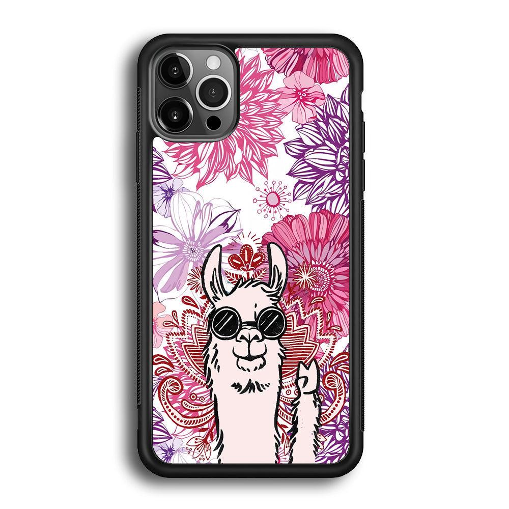 Ilama Message of Peace iPhone 12 Pro Case-Rubber Black (2D Case)-Oxvistore