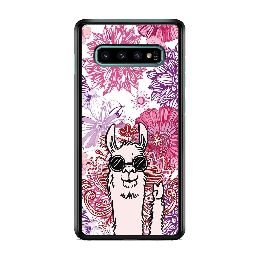 Ilama Message of Peace Samsung Galaxy S10 Case-Rubber Black (2D Case)-Oxvistore