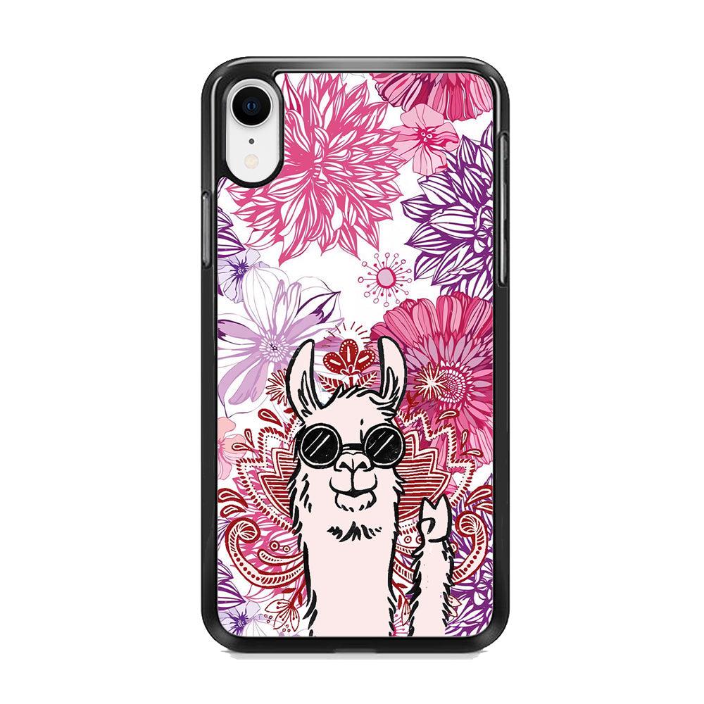 Ilama Message of Peace iPhone XR Case-Rubber Black (2D Case)-Oxvistore