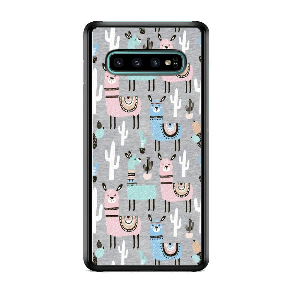 Ilama and Cactus Field Samsung Galaxy S10 Case-Rubber Black (2D Case)-Oxvistore