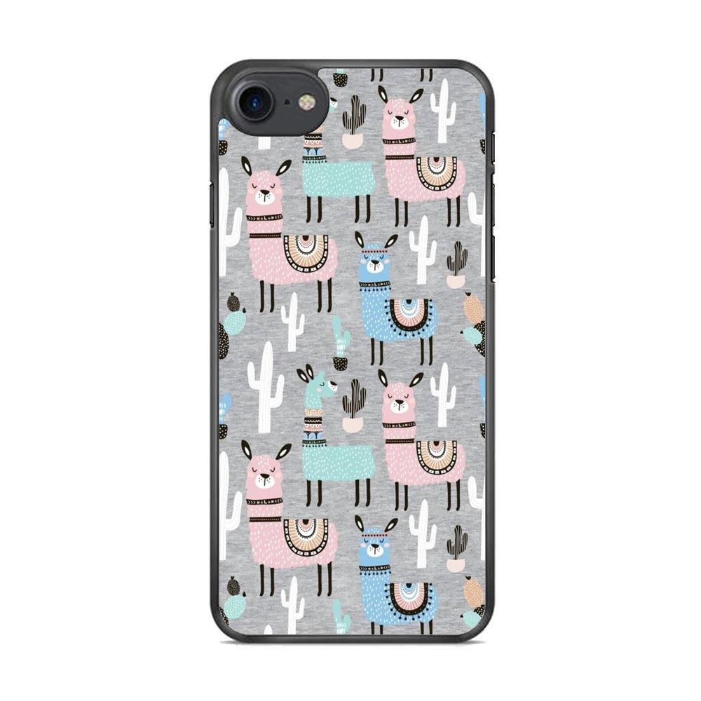 Ilama and Cactus Field iPhone 8 Case-Rubber Black (2D Case)-Oxvistore