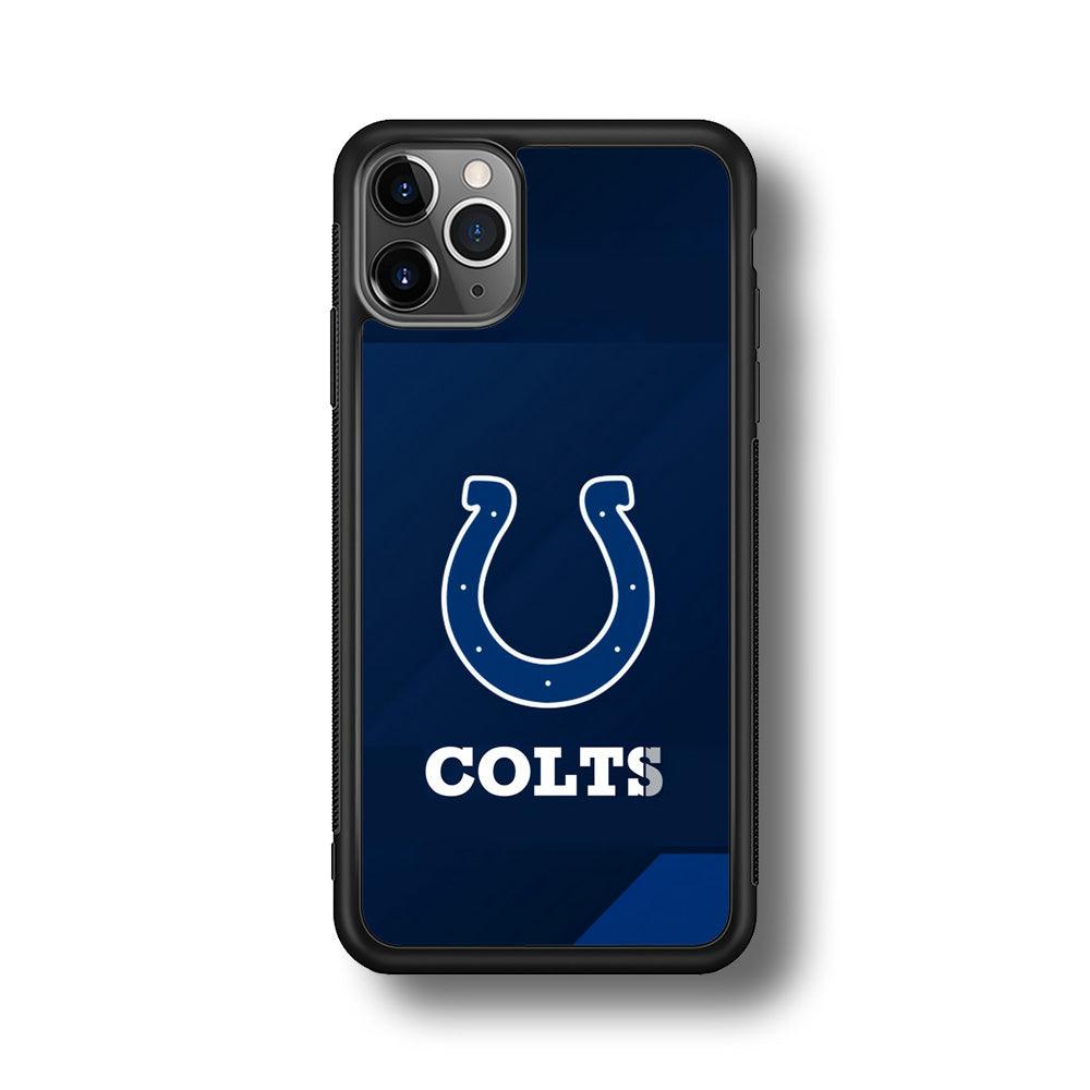 Indianapolis Colts Layer of Shapes iPhone 11 Pro Max Case-Rubber Black (2D Case)-Oxvistore