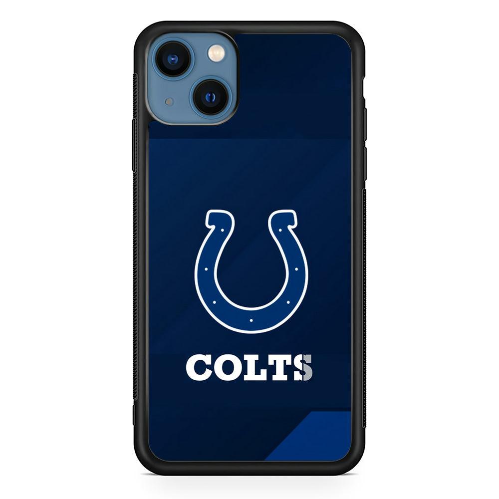 Indianapolis Colts Layer of Shapes iPhone 14 Plus Case-Rubber Black (2D Case)-Oxvistore