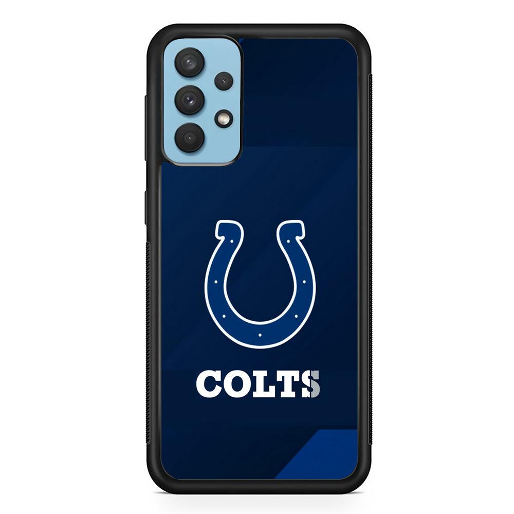 Indianapolis Colts Layer of Shapes Samsung Galaxy A32 Case-Rubber Black (2D Case)-Oxvistore