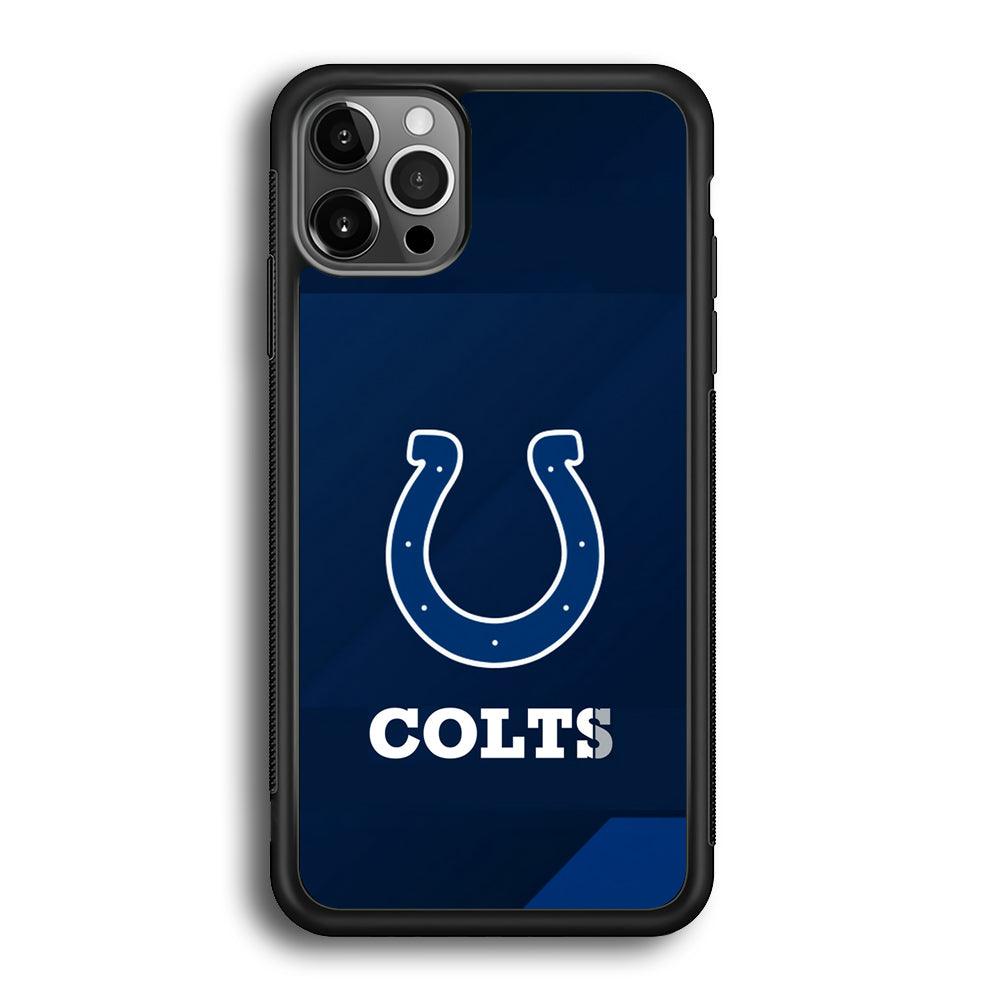 Indianapolis Colts Layer of Shapes iPhone 12 Pro Case-Rubber Black (2D Case)-Oxvistore