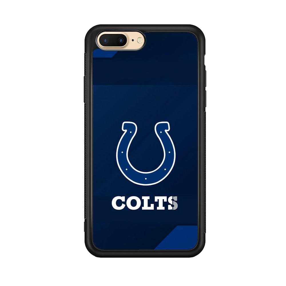 Indianapolis Colts Layer of Shapes iPhone 8 Plus Case-Rubber Black (2D Case)-Oxvistore