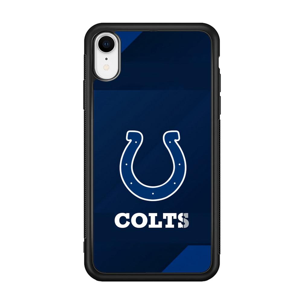 Indianapolis Colts Layer of Shapes iPhone XR Case-Rubber Black (2D Case)-Oxvistore