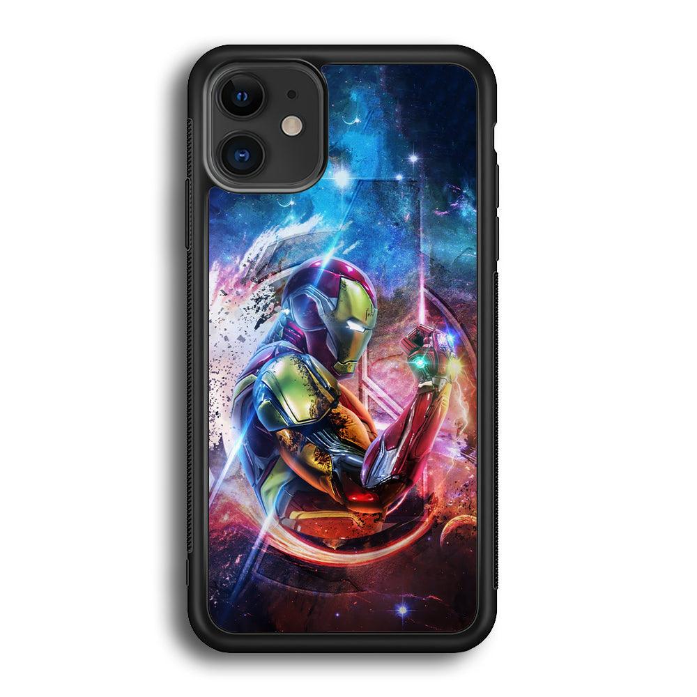 Iron Man Hold The Stone of Infinity iPhone 12 Case-Rubber Black (2D Case)-Oxvistore