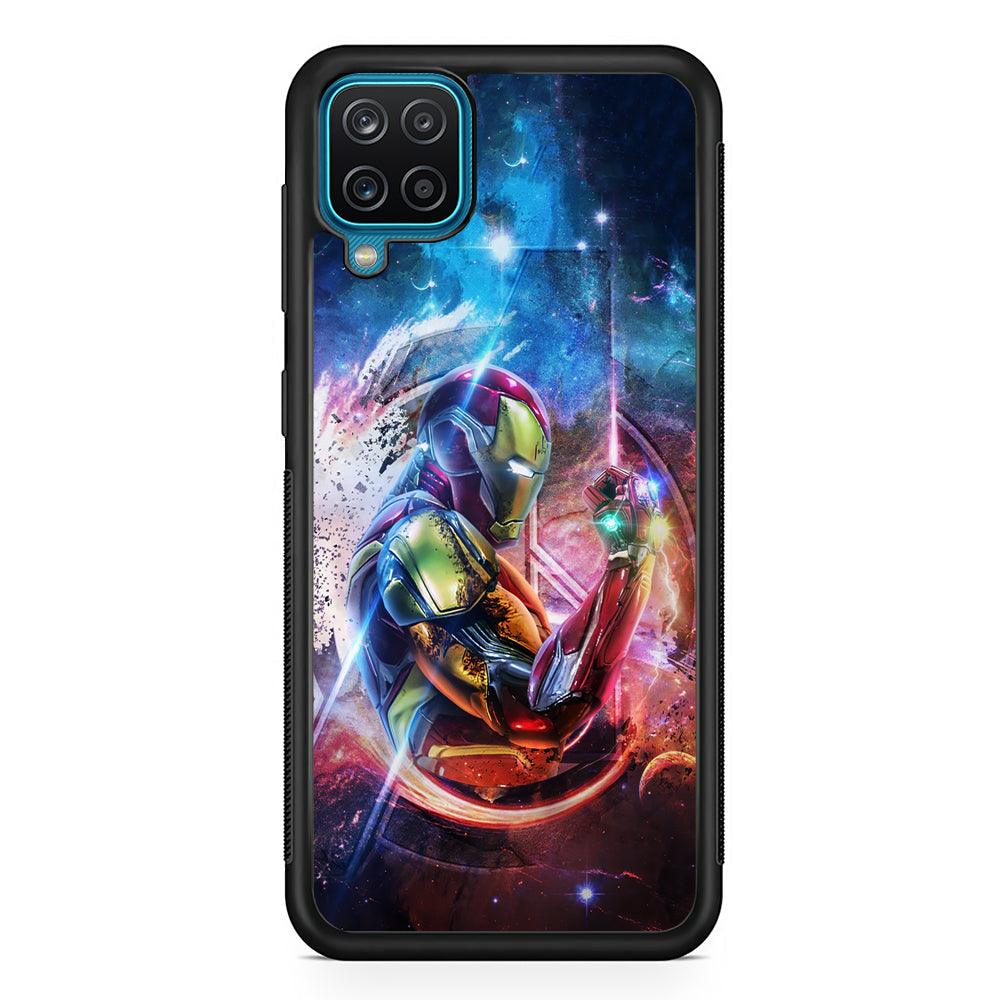 Iron Man Hold The Stone of Infinity Samsung Galaxy A12 Case-Rubber Black (2D Case)-Oxvistore