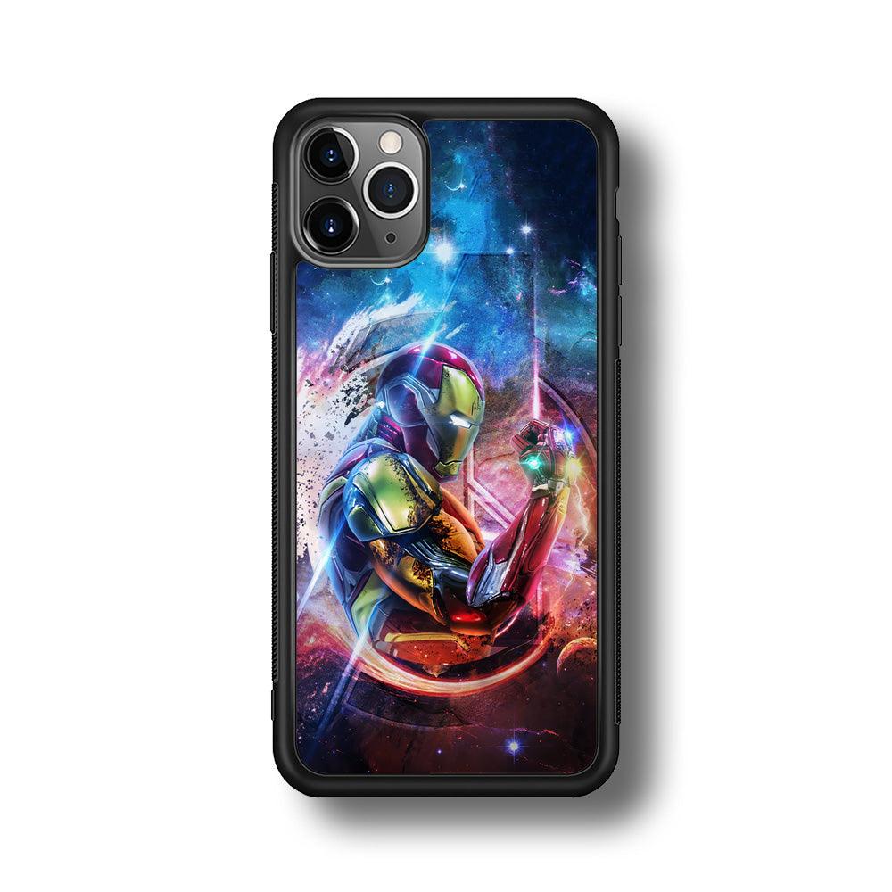 Iron Man Hold The Stone of Infinity iPhone 11 Pro Max Case-Rubber Black (2D Case)-Oxvistore