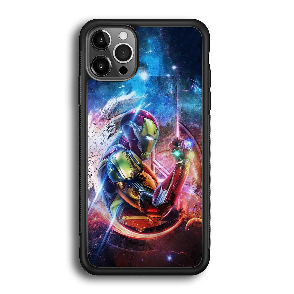 Iron Man Hold The Stone of Infinity iPhone 12 Pro Max Case-Rubber Black (2D Case)-Oxvistore