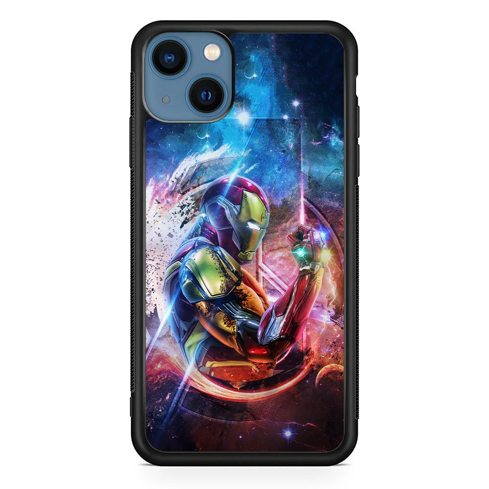 Iron Man Hold The Stone of Infinity iPhone 15 Plus Case-Rubber Black (2D Case)-Oxvistore