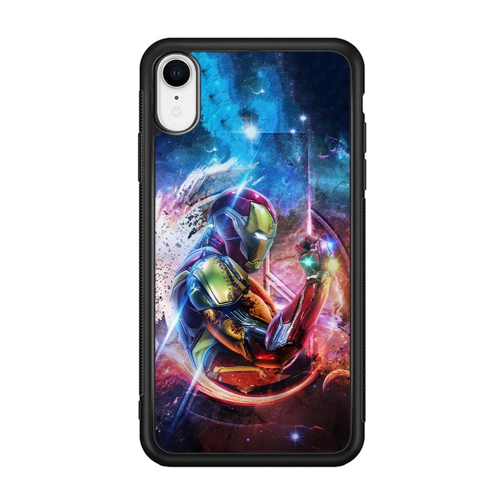 Iron Man Hold The Stone of Infinity iPhone XR Case-Rubber Black (2D Case)-Oxvistore