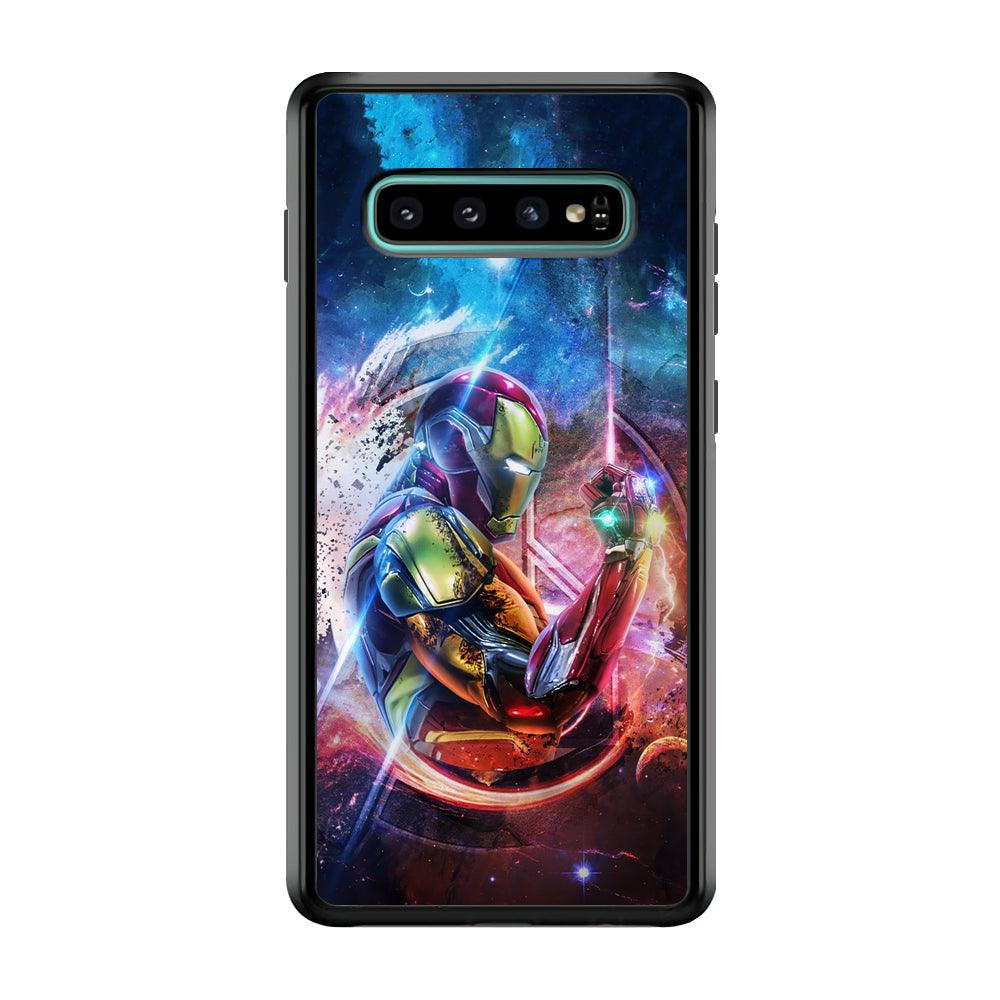 Iron Man Hold The Stone of Infinity Samsung Galaxy S10 Case-Rubber Black (2D Case)-Oxvistore