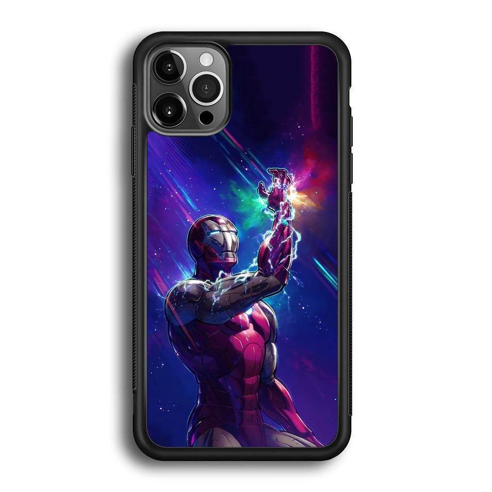 Iron Man Power of Infinity iPhone 12 Pro Case-Rubber Black (2D Case)-Oxvistore