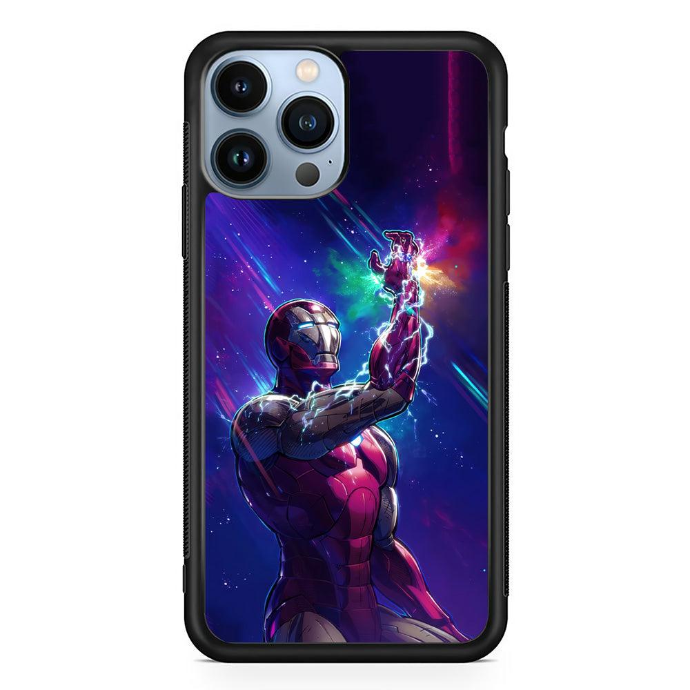 Iron Man Power of Infinity iPhone 14 Pro Max Case-Rubber Black (2D Case)-Oxvistore