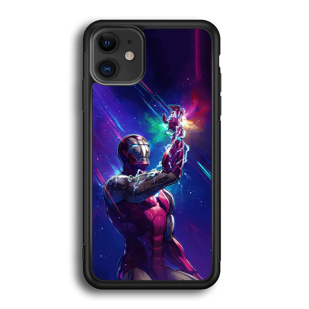 Iron Man Power of Infinity iPhone 12 Case-Rubber Black (2D Case)-Oxvistore