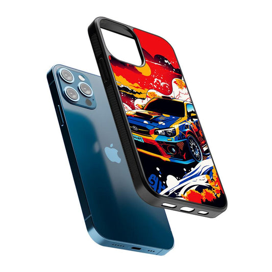 Japanese Retro Car Sunset 2D Rubber Phone Case-Oxvistore