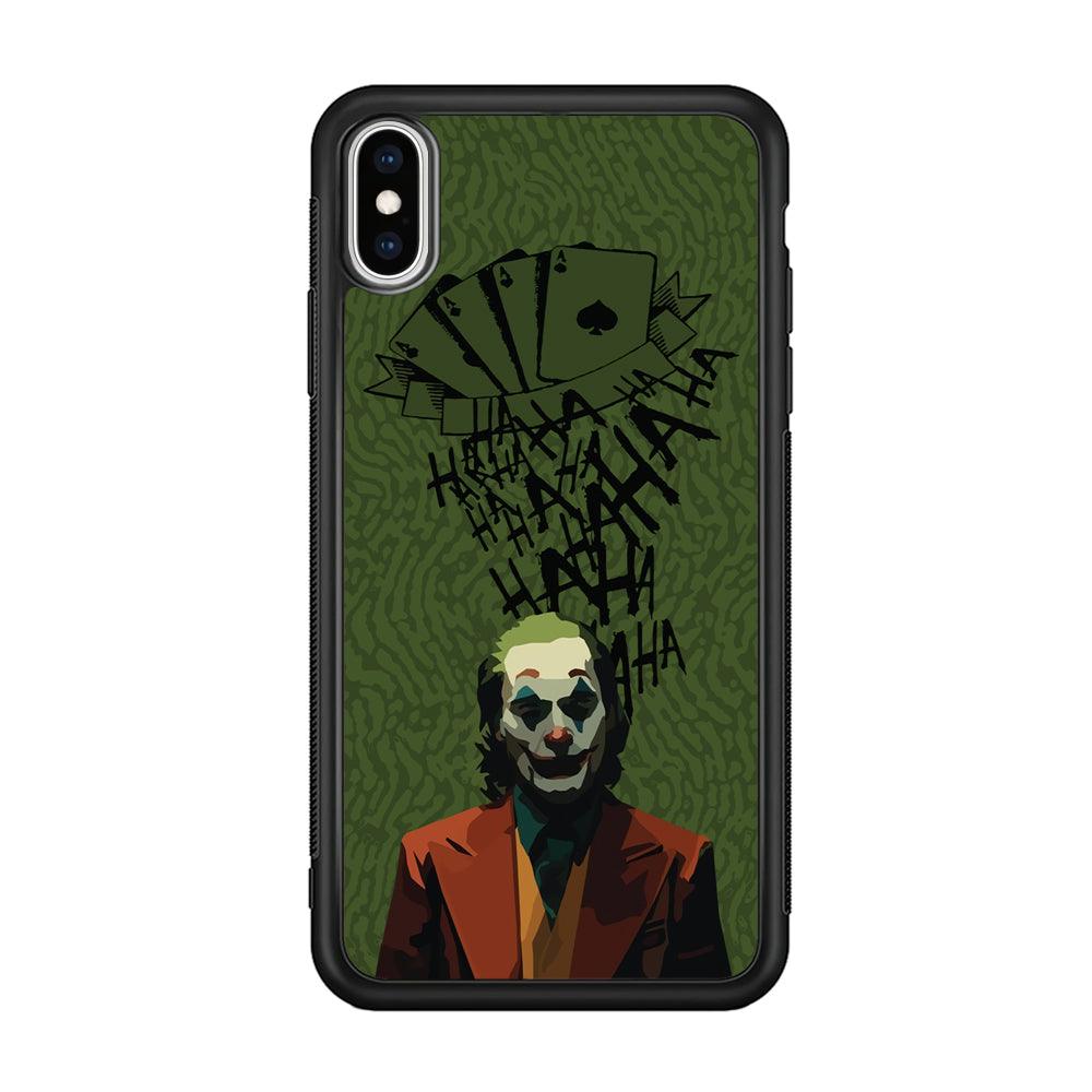 Joker Laugh in Silence iPhone XS Case-Rubber Black (2D Case)-Oxvistore
