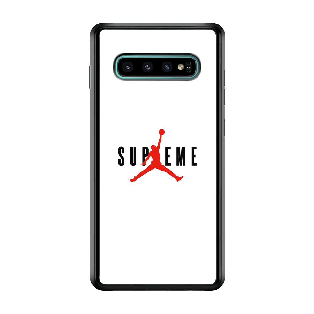 Jordan X Supreme White Background Samsung Galaxy S10 Plus Case-Rubber Black (2D Case)-Oxvistore
