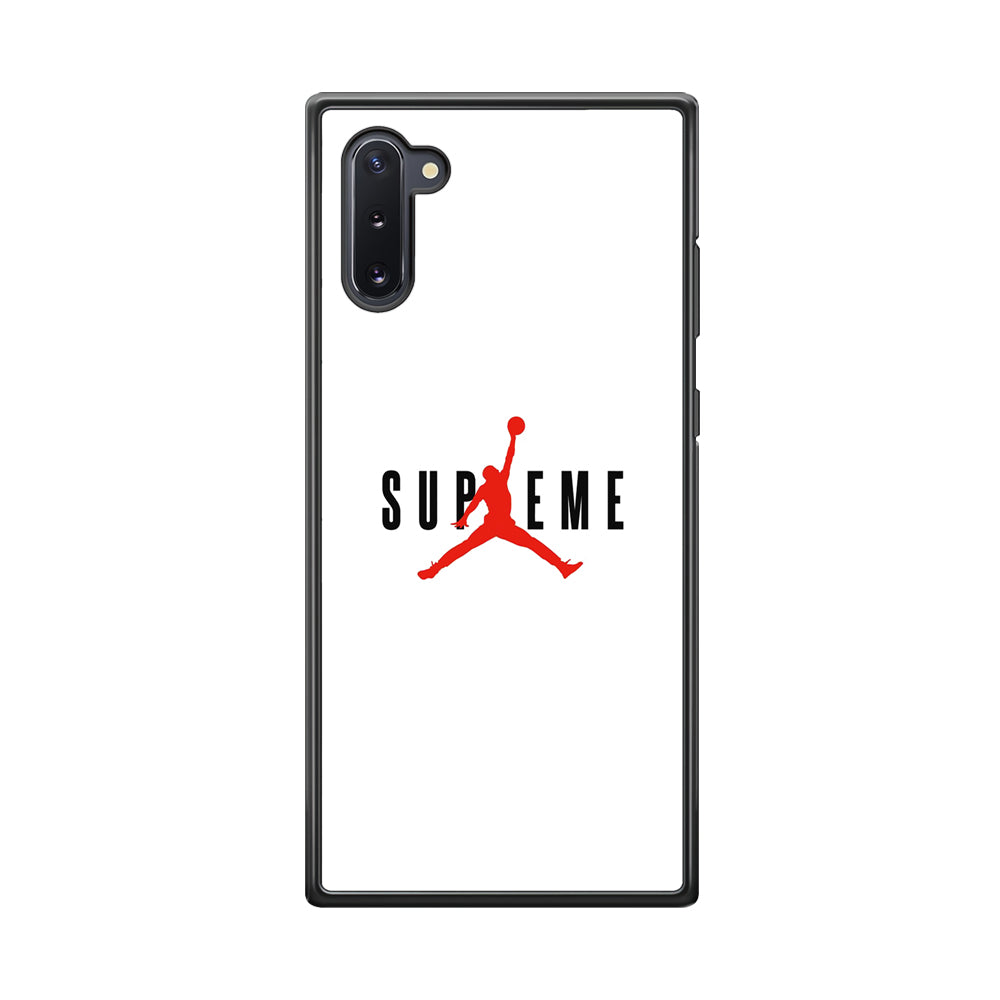 Jordan X Supreme White Background Samsung Galaxy Note 10 Case-Rubber Black (2D Case)-Oxvistore