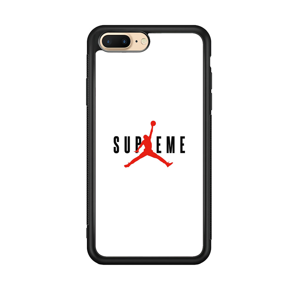 Jordan X Supreme White Background iPhone 7 Plus Case-Rubber Black (2D Case)-Oxvistore