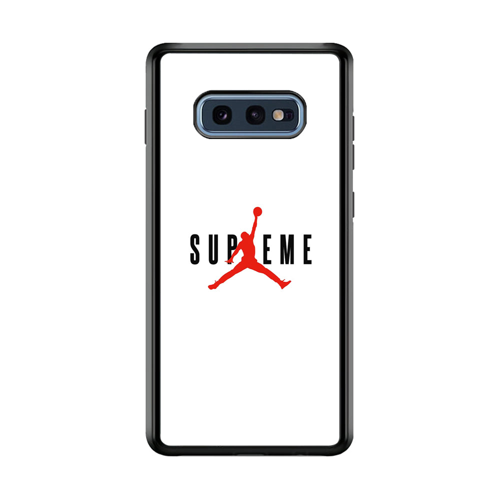 Jordan X Supreme White Background Samsung Galaxy S10E Case-Rubber Black (2D Case)-Oxvistore