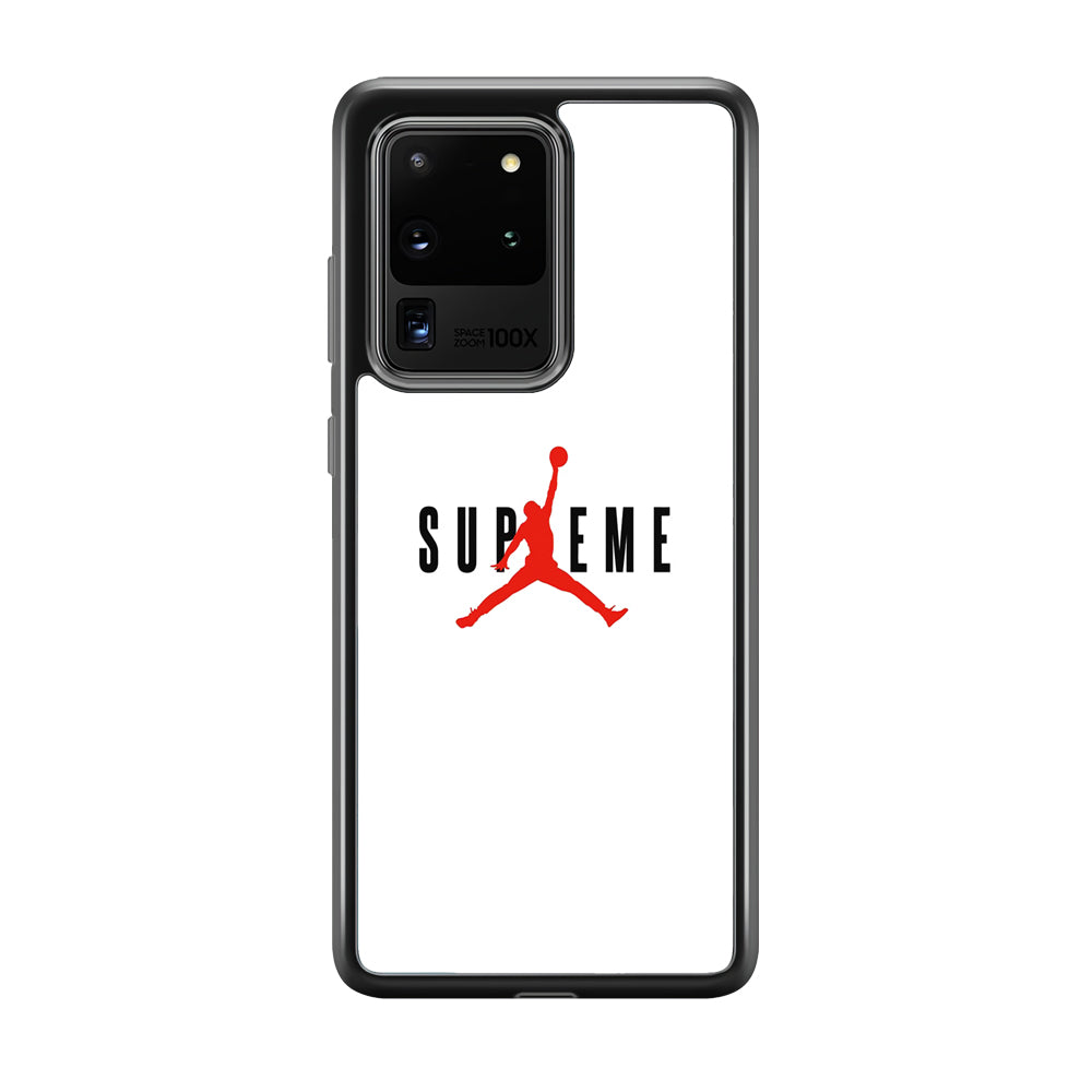 Jordan X Supreme White Background Samsung Galaxy S20 Ultra Case-Rubber Black (2D Case)-Oxvistore