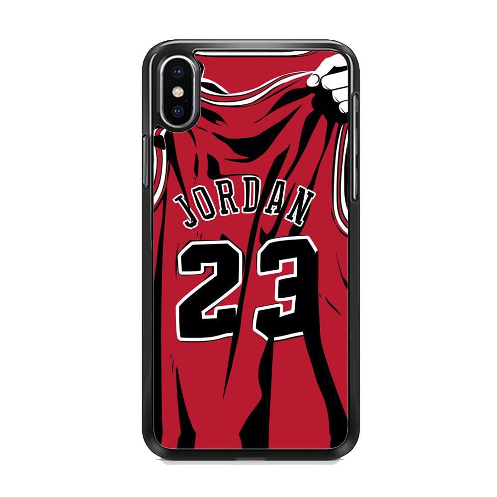 Jordan Jersey 23 iPhone XS Case-Rubber Black (2D Case)-Oxvistore