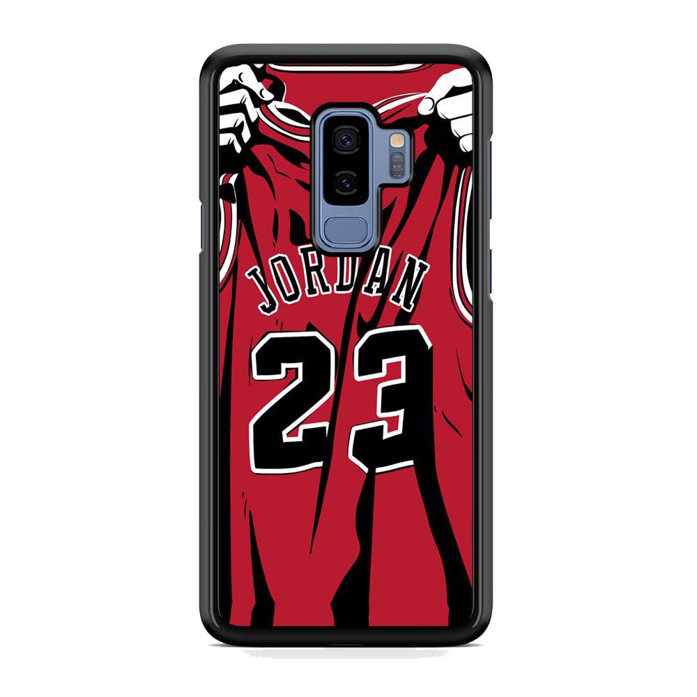 Jordan Jersey 23 Samsung Galaxy S9 Plus Case-Rubber Black (2D Case)-Oxvistore