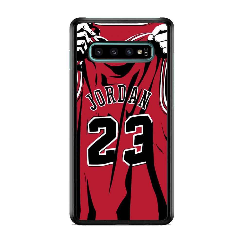 Jordan Jersey 23 Samsung Galaxy S10 Plus Case-Rubber Black (2D Case)-Oxvistore