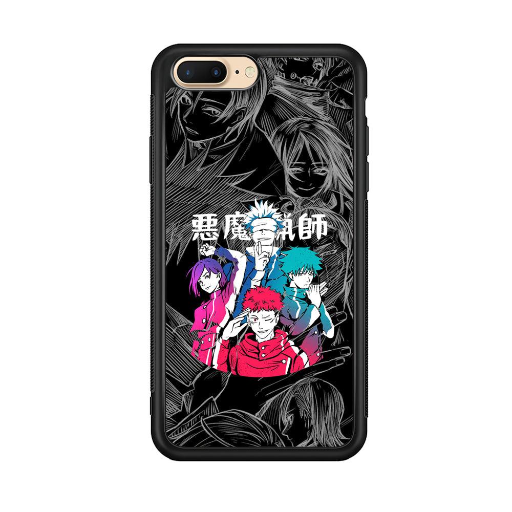 Jujutsu Kaisen Coloring Friendship iPhone 8 Plus Case-Rubber Black (2D Case)-Oxvistore