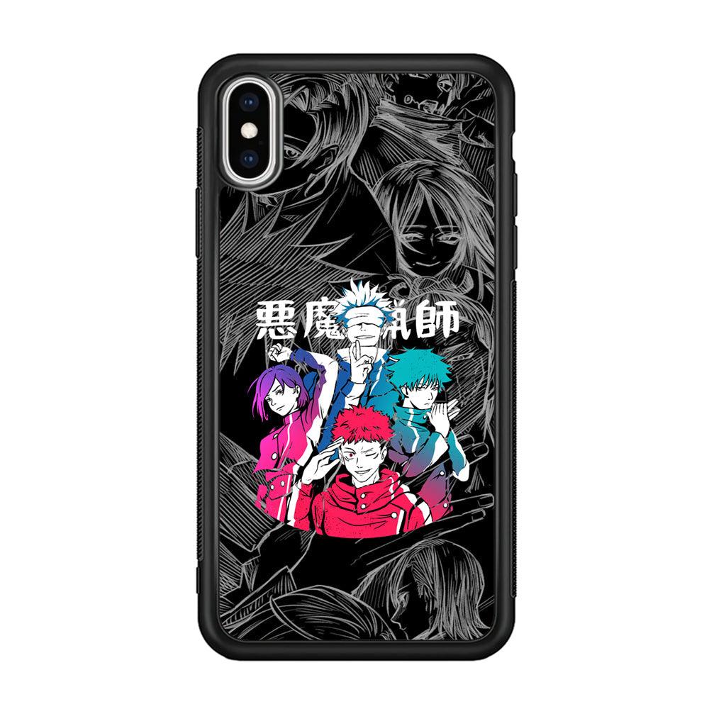 Jujutsu Kaisen Coloring Friendship iPhone X Case-Rubber Black (2D Case)-Oxvistore